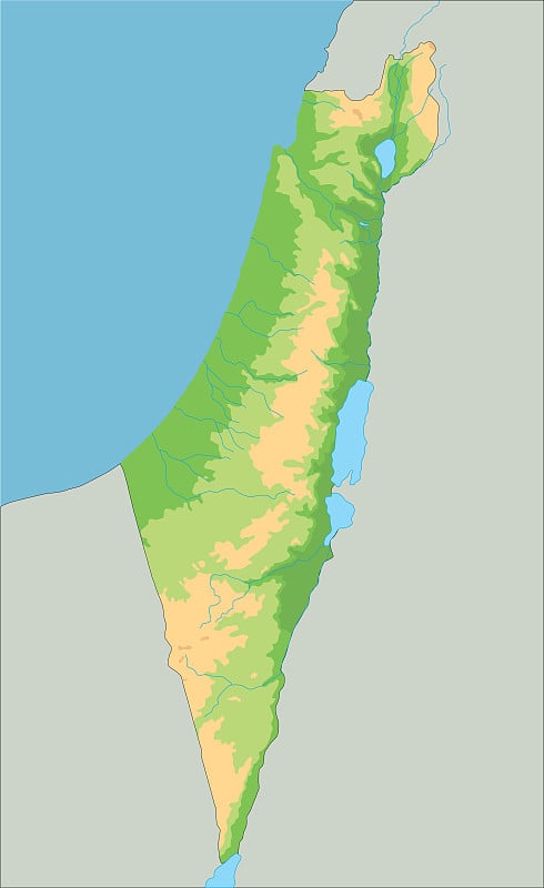高详细的以色列物理地图。