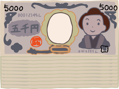 Bunch of  Cute hand-painted Japanese 5000 yen note