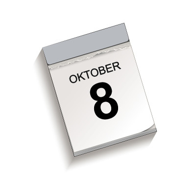 日历，撕掉的日历，日期为10月8日