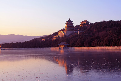 佛香塔，冰湖昆明湖