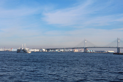 风景日本横滨民atomirai。横滨海湾大桥。