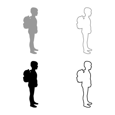 背着书包的男孩小学生站着背着书包上学的概念回到学校的观念教育学前儿童的背包第一九月开始上课背包侧视图