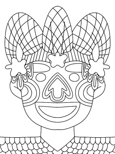 狂欢节小丑着色页的孩子和成人股票矢量插图