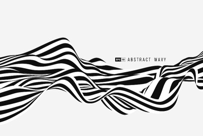Abstract black and white minimal stripe line 3D de