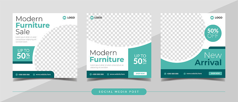 Modern furniture sale banner for social media post