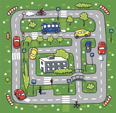 卡通的方形道路图案