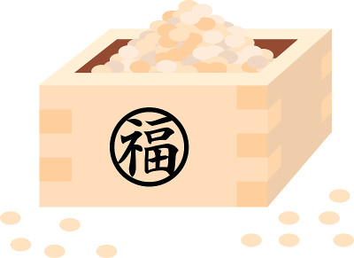Beans of Japanese Setsubun went into measuring box