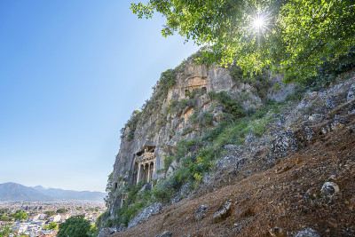 阿明塔斯墓的风景，在Fethiye Muğla。