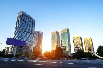中国贵州贵阳金融区夜景。