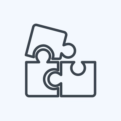 图标拼图游戏-线风格-简单的插图
