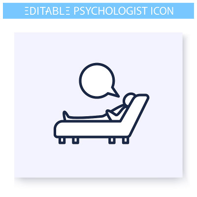 Patient on reception line icon. Editable
