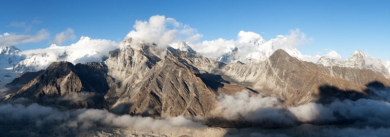 珠穆朗玛峰，Lhotse，马卡鲁的傍晚全景