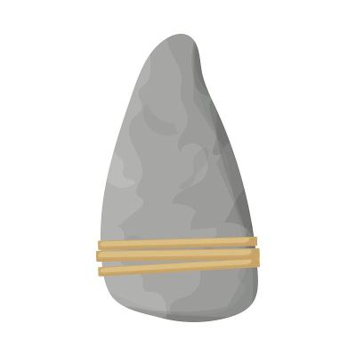 磨砺岩石孤立在白色背景石器时代的工具，穴居人的设备在卡通风格。细石带绳，考古概念。