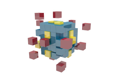 插图显示分解和结合的3D渲染
