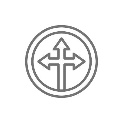 十字箭头，三向，不同方向的箭头符号线图标。