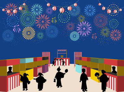 日本传统节日形象插画与纸灯笼
