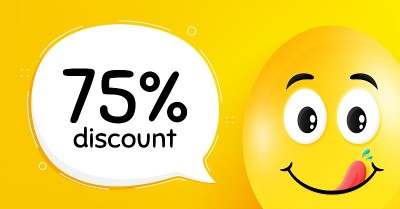 75% Discount. Sale offer price sign. Vector