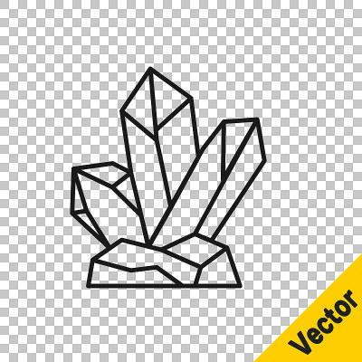 黑线魔法石图标隔离透明背景。幻想水晶。珠宝宝石为游戏。向量
