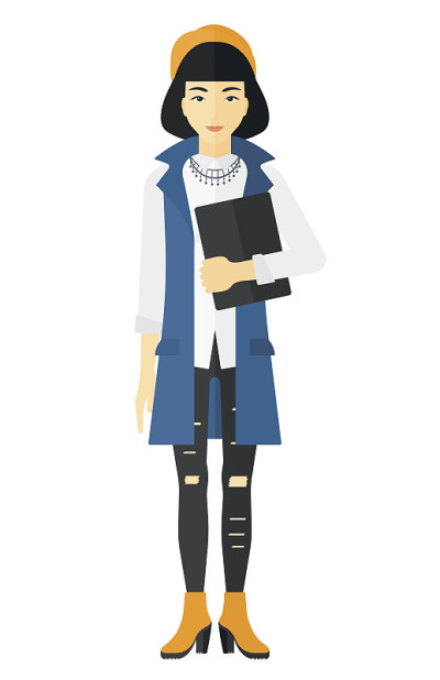 手持平板电脑的女子