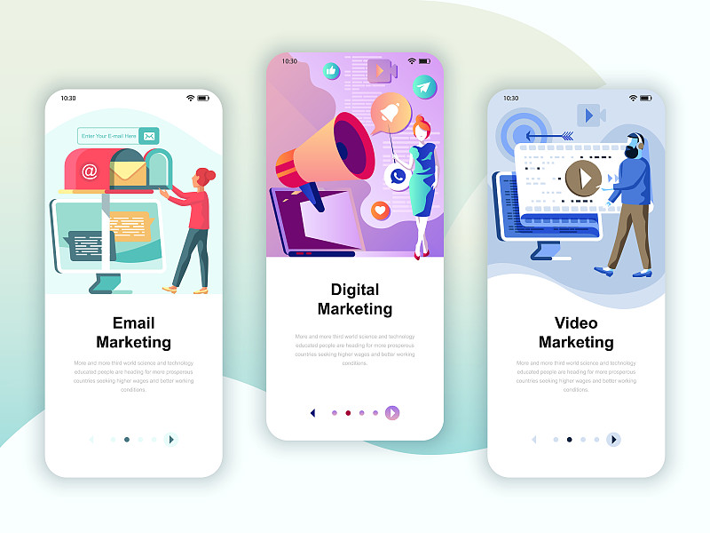 视频，电子邮件，数字营销，移动应用模板的登录屏幕用户界面工具包
