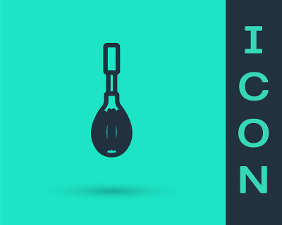 Black line Kitchen whisk icon isolated on green ba