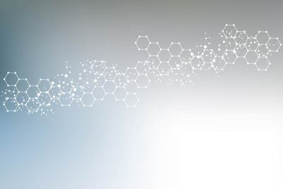 科学网络格局，连接线与点。技术六边形结构或分子连接元件。