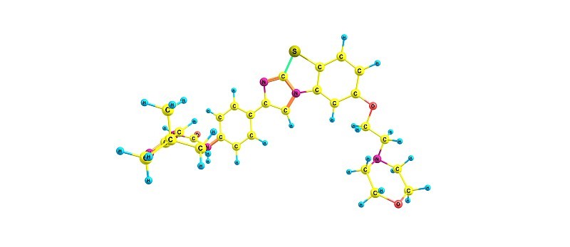 Quizartinib分子结构分离于白色