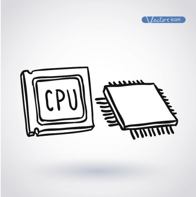 cpu，计算机芯片或微芯片，矢量图。