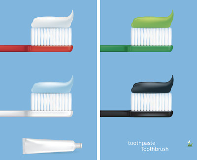 牙刷与toothpaste.vector