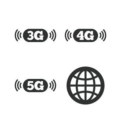 移动电信图标。3G, 4G和5G
