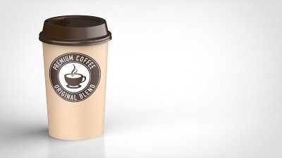 纸咖啡杯大logo左3d渲染