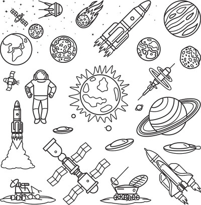 太空涂鸦的线性图标
