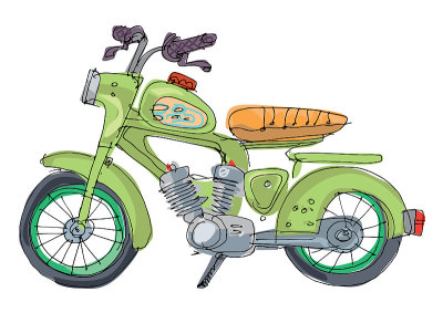 老式摩托车。