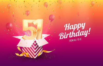 Celebrating 51st years birthday vector illustratio