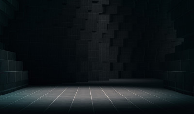 产品展示聚光灯背景，抽象空间。三维渲染