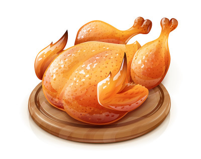 烤鸡。烤制的鸡肉。令人满意的食物