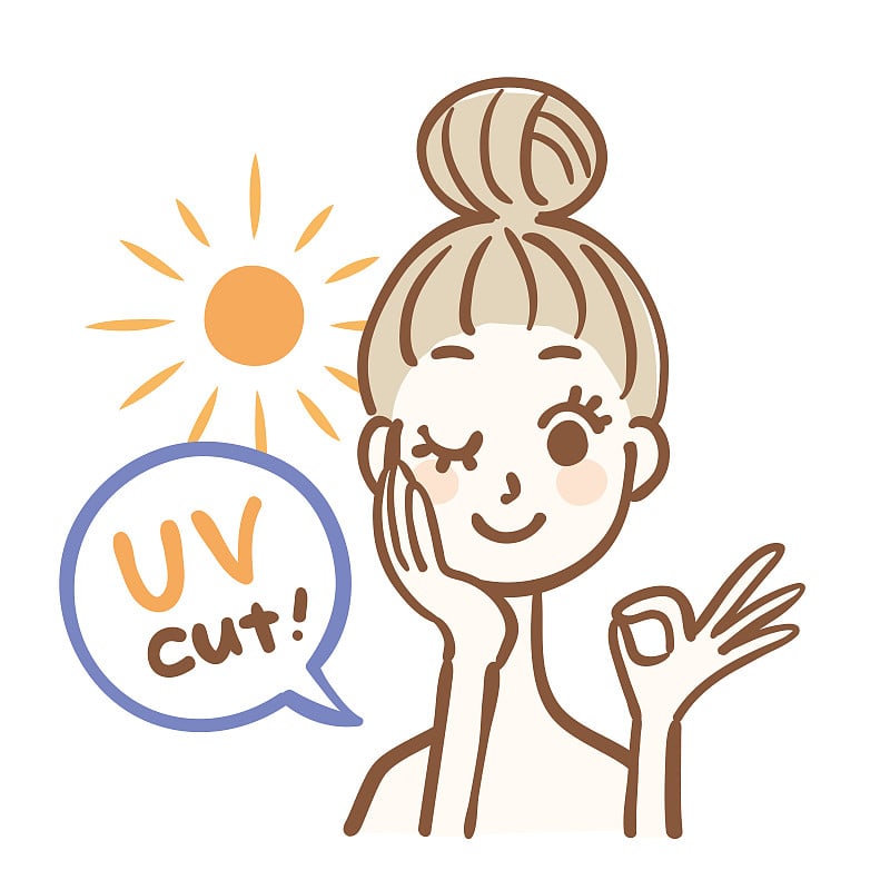 Woman doing UV protection of face