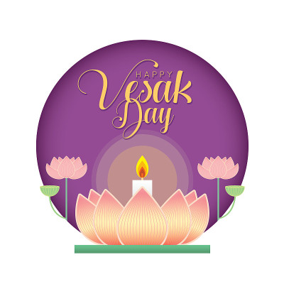 Happy vesak day or buddha purnima - Lotus lamp