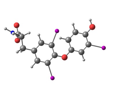 白色上分离的三碘甲状腺原氨酸分子