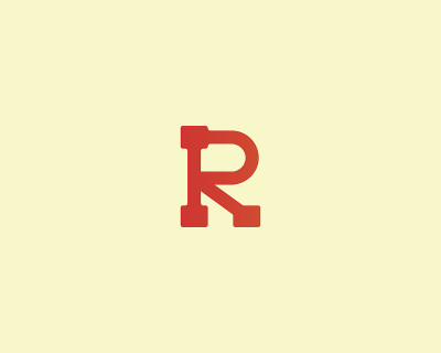 抽象字母R标志设计模板。彩色路径点路径
