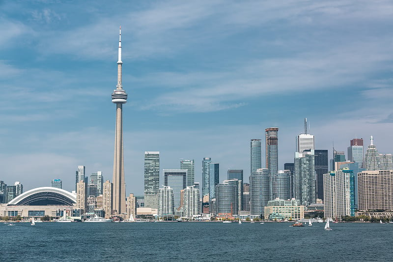 风景在多伦多城市滨水天际线背景