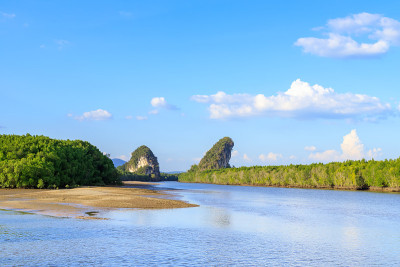 Khao Khanab Nam山和河，甲米城市地标，泰国