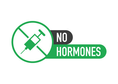 No hormones, no antibiotics green flat banner on w