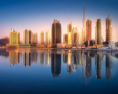 迪拜商业湾全景，阿联酋