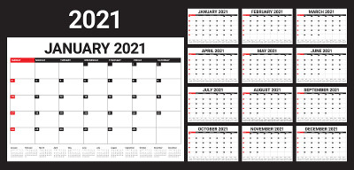2021年台历矢量插图
