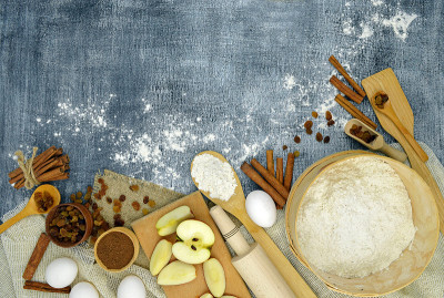 假日烘焙产品。前视图。新年。天然食品。