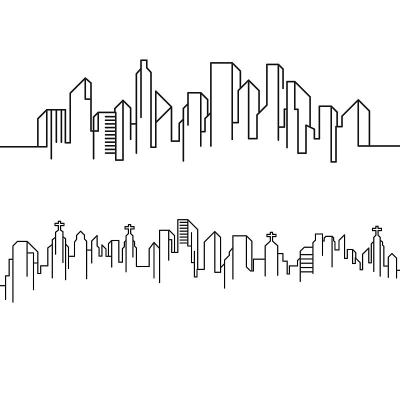 城市建筑线条艺术矢量插图模板