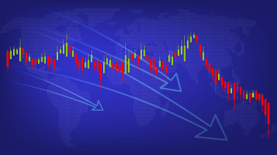 比特币的收入减少。Cryptocurrency贬值。获得经济收入。收入损失。比特币损失图。比特币。比