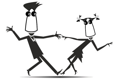 Romantic dancing young couple illustration isolate
