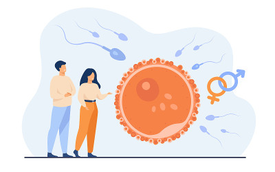 Tiny people planning baby flat vector illustration
